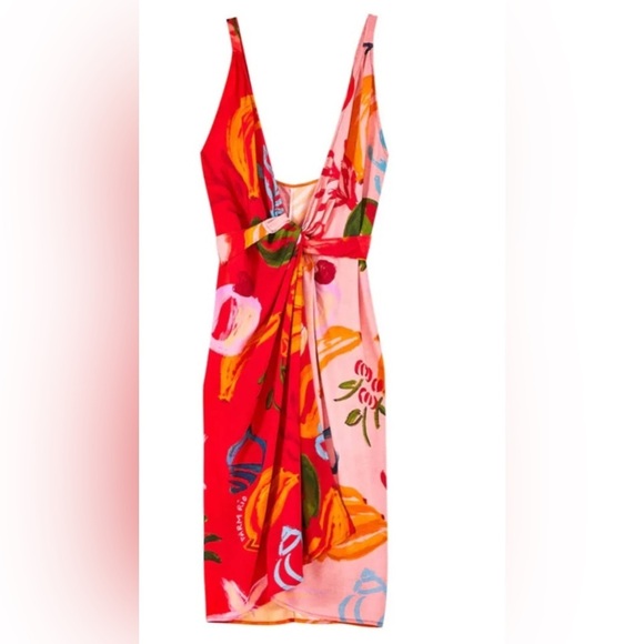 Farm Rio Cover Up Wrap Midi Dress S Fruit Print Anthropologie Swim Sarong Resort - Picture 10 of 11